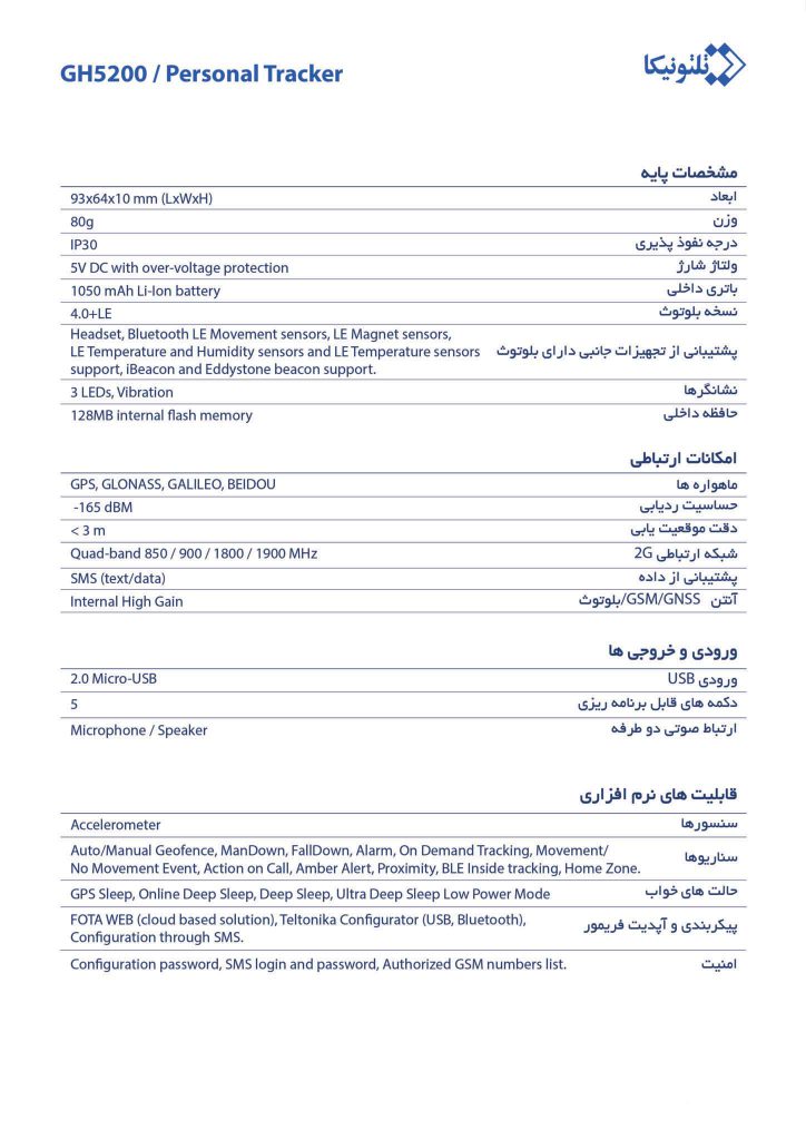ردیاب هوشمند تلتونیکا GH5200